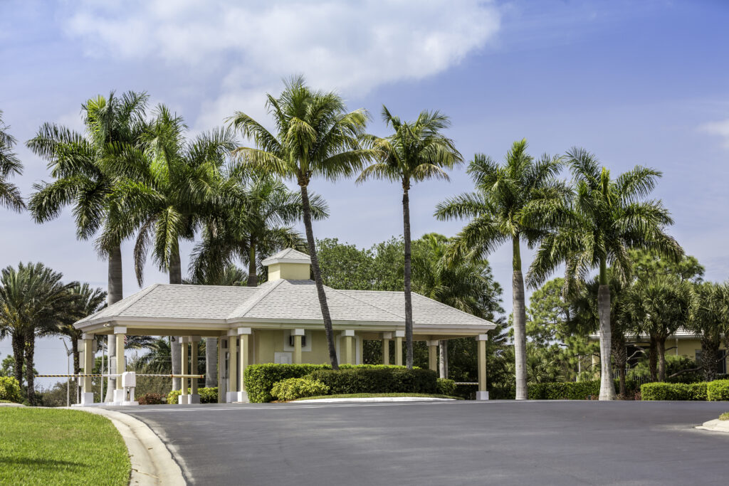 Guard entrance to gated community in Naples, South Florida