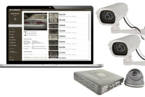 LPR software dashboard displaying captured license plate reads with connected LPR cameras and processing hardware